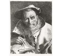 XcBAIHOUD Famous Famous Art Minimalist Prints Scientist with Beret on Head and Compass in Hand by Domenico Tiepolo Art Canvas Murals for Room Decor 60x90cm