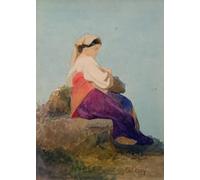 XcBAIHOUD Famous Famous Art Minimalist Prints Una Chiochiara Study of an Italian Peasant Girl by Carl Haag Art Canvas Murals for Home Decor 60x90cm
