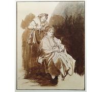 XcBAIHOUD Famous Famous Art Minimalist Prints Young woman at her toilet. an old maid's hair by Rembrandt van Rijn Art Canvas Murals for Room Decor 60x90cm