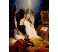 XcBAIHOUD Famous Modern Artwork Classic Canvas Painting Angel of the Death by Horace Vernet Printed Paintings for Home Decor 60x90cm