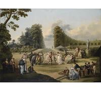 XcBAIHOUD Famous Modern Artwork Classic Canvas Painting Ball in the Tivoli Gardens Paris by Francois Louis Watteau Printed Paintings for Home Decor 60x90cm