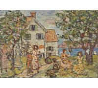 XcBAIHOUD Famous Modern Artwork Classic Canvas Painting Beach and Two Houses by Maurice Brazil Prendergast Printed Paintings for Room Decor 60x90cm