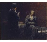 XcBAIHOUD Famous Modern Artwork Classic Canvas Painting Before the Confession by Ilya Efimovich Repin Printed Paintings for Room Decor 60x90cm