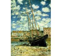 XcBAIHOUD Famous Modern Artwork Classic Canvas Painting Boat Lying At Low Tide by Claude Monet Printed Paintings for Home Decor 60x90cm