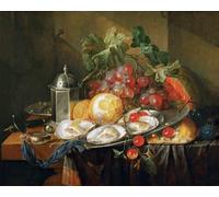 XcBAIHOUD Famous Modern Artwork Classic Canvas Painting Breakfast Still Life by Jan Davidsz De Heem Printed Paintings for Home Decor 60x90cm