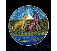 XcBAIHOUD Famous Modern Artwork Classic Canvas Painting Charger with a Leopard and a Deer on the Bank of a River by Famous Painter Printed Paintings for Room Decor 60x90cm