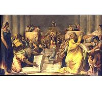 XcBAIHOUD Famous Modern Artwork Classic Canvas Painting Christ Among the Doctors by Jacopo Robusti Tintoretto Printed Paintings for Room Decor 60x90cm