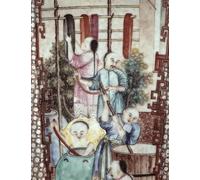 XcBAIHOUD Famous Modern Artwork Classic Canvas Painting Detail From a Vase Depicting Men Dyeing Silk by Ming Dynasty Chinese School Printed Paintings for Room Decor 60x90cm