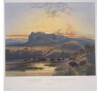 XcBAIHOUD Famous Modern Artwork Classic Canvas Painting Herd of Bison on the Upper Missouri by Karl Bodmer Printed Paintings for Home Decor 60x90cm