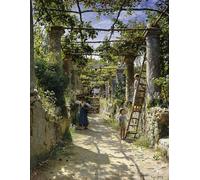XcBAIHOUD Famous Modern Artwork Classic Canvas Painting in the Shadow of an Italian Pergola a Warm Afternoon in Anacapri by Peder Monsted Printed Paintings for Home Decor 60x90cm
