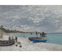XcBAIHOUD Famous Modern Artwork Classic Canvas Painting the Beach At Sainte Address by Claude Monet Printed Paintings for Home Decor 60x90cm
