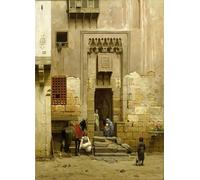 XcBAIHOUD Famous Modern Artwork Classic Canvas Painting the Courtyard of a House in Cairo by Willem De Famars Testas Printed Paintings for Room Decor 60x90cm