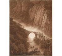 XcBAIHOUD Famous Modern Artwork Classic Canvas Painting the Devils Bridge in the Schöllenen Gorge by Peter Birmann Printed Paintings for Room Decor 60x90cm