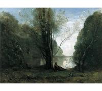 XcBAIHOUD Famous Modern Artwork Classic Canvas Painting The Solitude. Recollection of Vigen Limousin by Jean Baptiste Camille Corot Printed Paintings for Home Decor 60x90cm