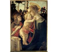 XcBAIHOUD Famous Modern Artwork Classic Canvas Painting The virgin and child jesus with the young saint john the baptist child painting by Sandro Botticelli Printed Paintings for Home Decor 60x90cm