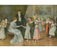 XcBAIHOUD Famous Modern Artwork Classic Canvas Painting Twelth-night the Childrens Party Drawing Lots for Twelth-night Characters by George Goodwin Kilburne Printed Paintings for Room Decor 60x90cm