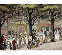 XcBAIHOUD Famous Modern Artwork Classic Canvas Painting Walk on a Boulevard in Paris in by Louis Hippolyte Bellange Printed Paintings for Room Decor 60x90cm