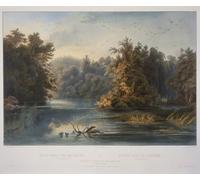 XcBAIHOUD Famous Modern Canvas Prints Animal Pictures Forest Scene on the Lehigh by Karl Bodmer Vintage Poster for Room Decor 60x90cm
