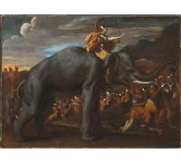 XcBAIHOUD Famous Modern Canvas Prints Animal Pictures Hannibal Crossing the Alps on an Elephant by Nicolas Poussin Vintage Poster for Home Decor 60x90cm