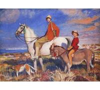 XcBAIHOUD Famous Modern Canvas Prints Animal Pictures Hilda and Mary At Studland Bay Dorset by George Spencer Watson Vintage Poster for Room Decor 60x90cm