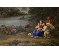XcBAIHOUD Famous Modern Canvas Prints Animal Pictures Landscape with the Rest on the Flight Into Egypt by Claude Lorrain Vintage Poster for Home Decor 60x90cm