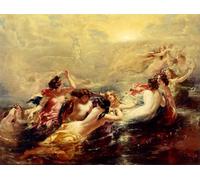 XcBAIHOUD Famous Modern Canvas Prints Animal Pictures Sirens and the Night by William Edward Frost Vintage Poster for Room Decor 60x90cm