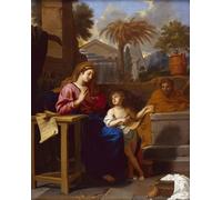 XcBAIHOUD Famous Modern Canvas Prints Animal Pictures the Holy Family in Egypt with the Infant Christ Reading a Hebrew Script by Charles Le Brun Vintage Poster for Room Decor 60x90cm
