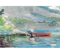 XcBAIHOUD Famous Modern Canvas Prints Animal Pictures the Red Canoe by Winslow Homer Vintage Poster for Home Decor 60x90cm