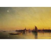 XcBAIHOUD Famous Modern Canvas Prints Animal Pictures Venice From the Lagoon At Sunset by Ivan Konstantinovich Aivazovsky Vintage Poster for Room Decor 60x90cm