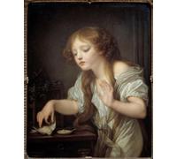 XcBAIHOUD Famous Modern Canvas Prints Animal Pictures Young Girl Hesitant to Touch a Bird for Fear That It Is Dead or the Dead Bird Painting by Jean Baptiste Greuze for Home Decor 60x90cm