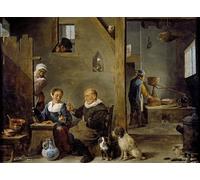 XcBAIHOUD Famous Painting Art Print Poster Canvas Prints a Distillery with an Elderly Man Buying Gin From a Woman by David Teniers the Younger Picture Mural for Room Decor 60x90cm