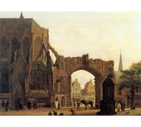 XcBAIHOUD Famous Painting Art Print Poster Canvas Prints Figures Near a Church Jules Verheyen Picture Mural for Home Decor 60x90cm