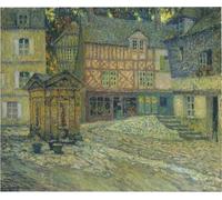 XcBAIHOUD Famous Painting Art Print Poster Canvas Prints Place De Puits En Honfleur by Henri Le Sidaner Picture Mural for Room Decor 60x90cm