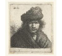 XcBAIHOUD Famous Painting Art Print Poster Canvas Prints Self-portrait in a slant fur cap: bust by Rembrandt van Rijn Picture Mural for Home Decor 60x90cm