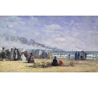 XcBAIHOUD Famous Painting Art Print Poster Canvas Prints the Beach At Trouville At Bathing Time by Eugene Louis Boudin Picture Mural for Room Decor 60x90cm