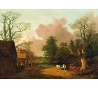 XcBAIHOUD Famous Painting Famous Art Minimalist Prints a Landscape with Figures Farm Buildings and a Milkmaid by Gainsborough Art Canvas Murals for Room Decor 60x90cm