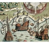 XcBAIHOUD Famous Painting Famous Art Minimalist Prints Battle Between the French and Portuguese off Buttugar by Theodore De Bry Art Canvas Murals for Home Decor 60x90cm
