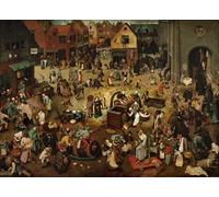 XcBAIHOUD Famous Painting Famous Art Minimalist Prints Fight Between Carnival and Lent by Pieter Bruegel the Elder Art Canvas Murals for Room Decor 60x90cm