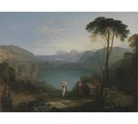 XcBAIHOUD Famous Painting Famous Art Minimalist Prints Lake Avernus: Aeneas and the Cumaean Sibyl by Mallord William Turner Art Canvas Murals for Room Decor 60x90cm