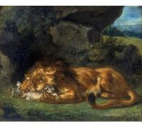 XcBAIHOUD Famous Painting Famous Art Minimalist Prints Lion Devouring a Rabbit by Ferdinandeugene Delacroix Art Canvas Murals for Home Decor 60x90cm