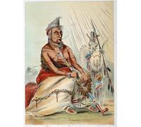 XcBAIHOUD Famous Painting Famous Art Minimalist Prints Portrait of an Old Indian Chef Smoking His Pipe Named the Black Mocassin by George Catlin Art Canvas Murals for Home Decor 60x90cm