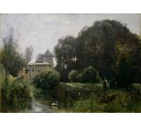 XcBAIHOUD Famous Painting Famous Art Minimalist Prints Souvenir of the Villa by Jean Baptiste Camille Corot Art Canvas Murals for Home Decor 60x90cm