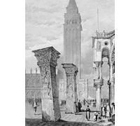 XcBAIHOUD Famous Painting Famous Art Minimalist Prints St Mark's Square Venice Engraved by Samuel Prout Art Canvas Murals for Room Decor 60x90cm