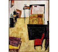 XcBAIHOUD Famous Painting Famous Art Minimalist Prints The artists room in Neulengbach Painting by Egon Schiele by Egon Schiele Art Canvas Murals for Room Decor 60x90cm