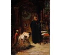 XcBAIHOUD Famous Painting Famous Art Minimalist Prints The confession by Carl Spitzweg Art Canvas Murals for Room Decor 60x90cm