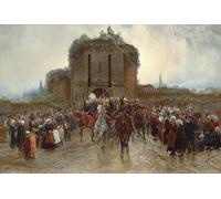 XcBAIHOUD Famous Painting Famous Art Minimalist Prints to the Front French Cavalry Leaving a Breton City on the Declaration of War by Lady Butler Art Canvas Murals for Room Decor 60x90cm