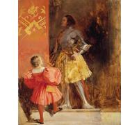 XcBAIHOUD Famous Painting Modern Artwork Classic Canvas Painting a Knight and Page by Richard Parkes Bonington Printed Paintings for Home Decor 60x90cm