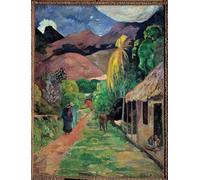 XcBAIHOUD Famous Painting Modern Artwork Classic Canvas Painting a Street in Tahiti Painting by Paul Gauguin Printed Paintings for Room Decor 60x90cm