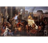 XcBAIHOUD Famous Painting Modern Artwork Classic Canvas Painting Alexander Entering Babylon the Triumphs of Alexander the Great by Charles Le Brun Printed Paintings for Home Decor 60x90cm