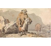 XcBAIHOUD Famous Painting Modern Artwork Classic Canvas Painting an Old Fisherwoman with Two Women Digging for Bait by Wheatley Printed Paintings for Home Decor 60x90cm